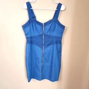 Betsey Johnson Blue Denim Zip-Front Dress Size 10